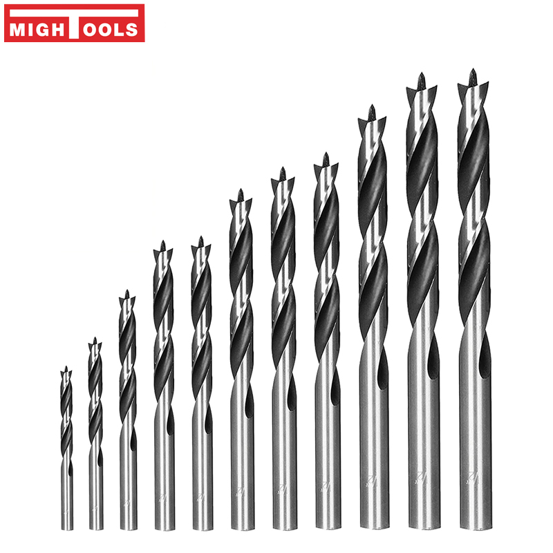 Brad Point Wood Drill Round Shank